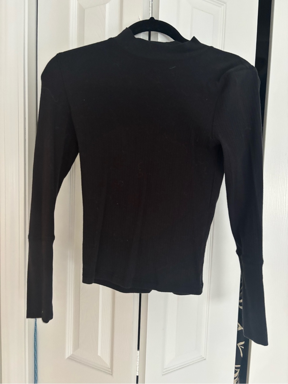Free People Black Long Sleeve Mock Neck Top